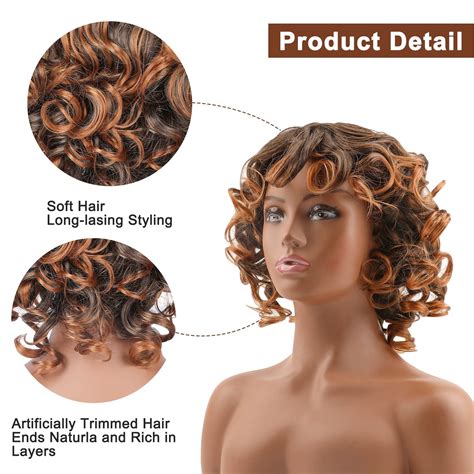 Kella Kiila Short Curly Wigs With Bangs For Black Women Fluffy Wavy