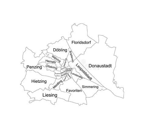 Vienna Administrative Map Stock Vector Illustration Of Neighborhood