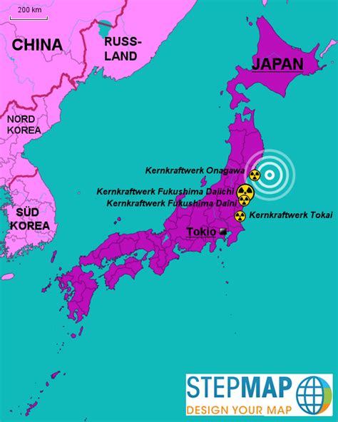 Eine tsunamiwarnung wurde von den behörden. StepMap - Erdbeben Japan 2011 - Landkarte für Japan