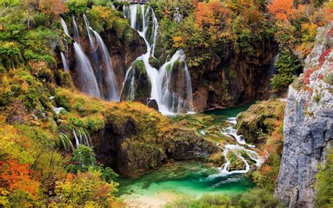 Plitvice Lakes National Park In Croatia Beautiful Landscape Waterfalls
