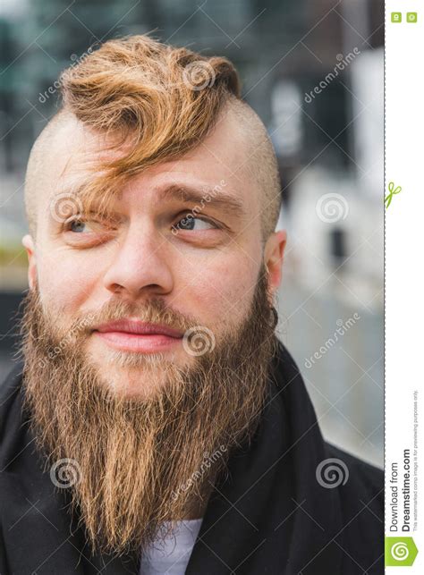 Stylish Bearded Man Posing In The Street Stock Photo Image Of Adult