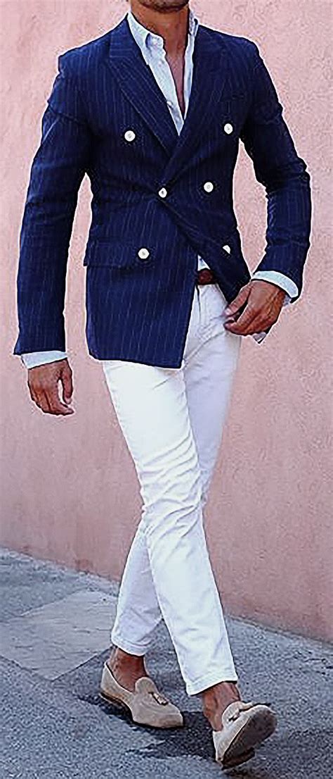 Double Breasted Navy Jacket With Cream Trousers From £299 The Drop