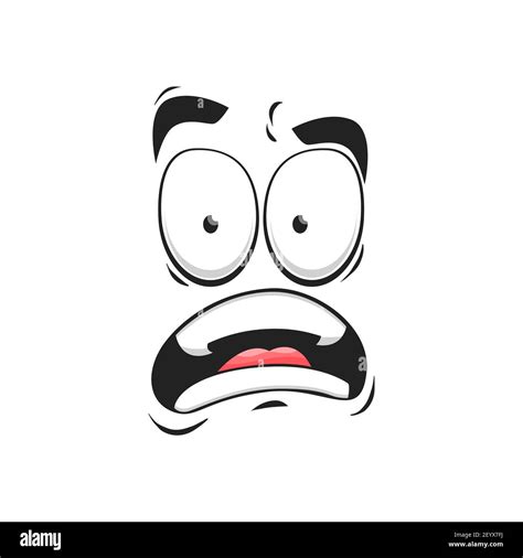 Cartoon Face Vector Frightened Funny Emoji Scared Facial Expression
