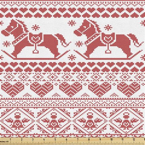 Nordic Upholstery Fabric By The Yard Pattern Of Horses Hearts And
