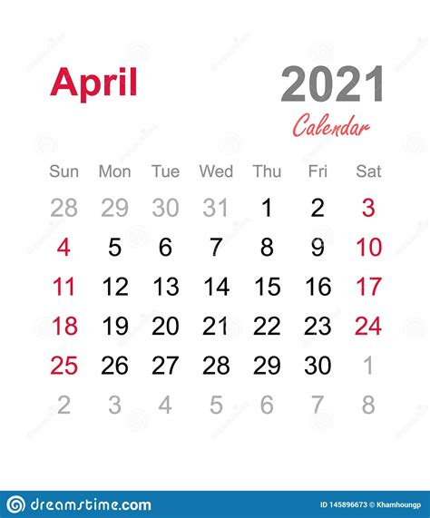 April 2021 Calendar Monthly Calendar Template 2021 Monthly Calendar