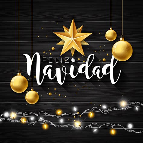 Christmas Illustration With Spanish Feliz Navidad Typography And Gold