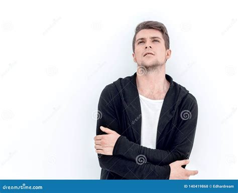 Portrait Of A Brooding Guy In A Hoodie Stock Photo Image Of Isolated