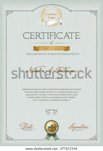 Certificate Recognition Portrait Vintage Frame Stock Vector Royalty
