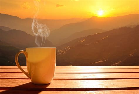 Beige Mug The Sun Dawn Coffee Morning Cup Hot Coffee Cup Good