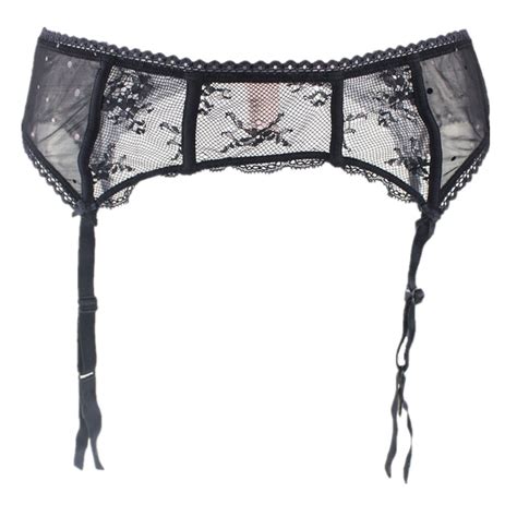 Sexy Black Gauze Suspender Belts Black Lace Stockings Garters Sexy Lace