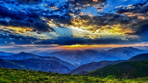 Desktop Hintergrundbilder Sonnenuntergang Berge