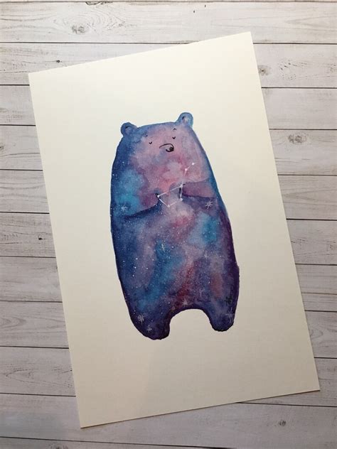 Galaxy Bear Print Art Spiritual Bear Print From Original Etsy