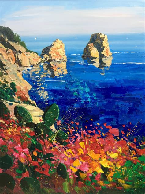 Island Of Capri Painting On Canvas Original Art Italy Painting