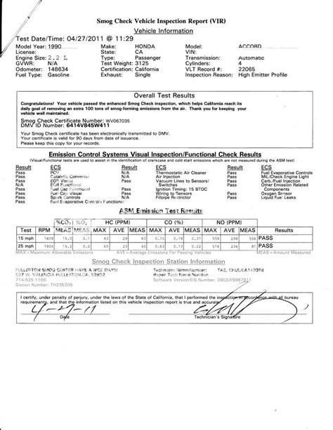 California Smog Certificate Tutoreorg Master Of Documents