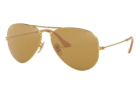 aviator washed evolve gafas de sol gold en brown photochromic ray ban®