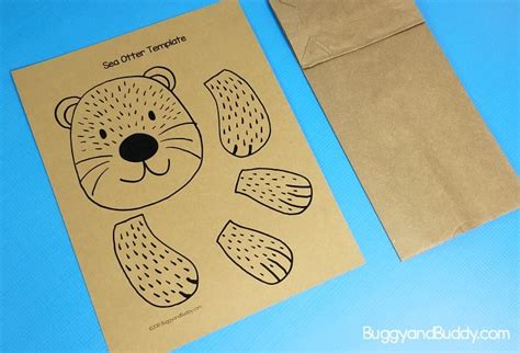 Sea Otter Paper Bag Puppet Craft With Free Template Buggy And Buddy