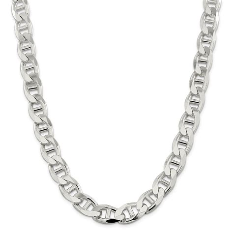 solid 925 sterling silver men s 13 5mm flat anchor mariner chain necklace with secure lobster