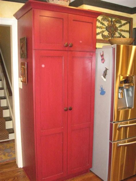 Built In Pantry Cabinet Contrasting Color Furniture Looking Built