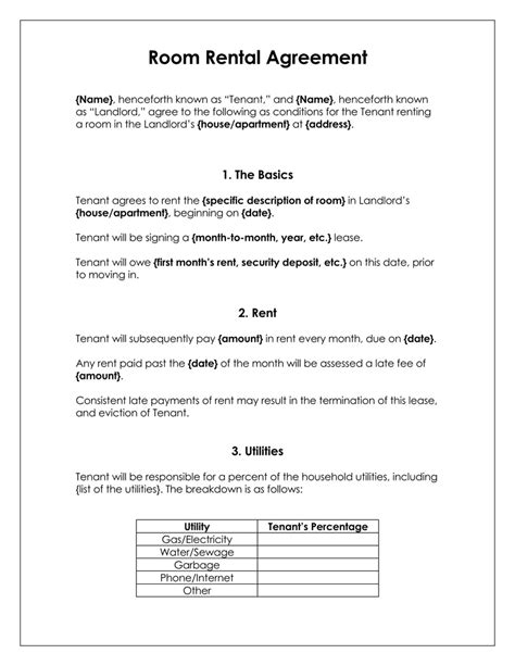 Free Room Rental Agreement Templates With Guide Tips