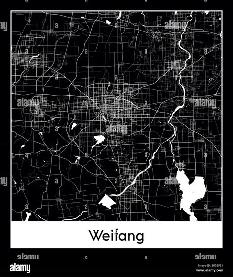 Minimal City Map Of Weifang China Asiaminimal City Map Of Weifang