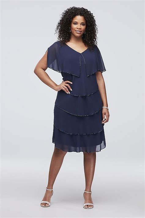 Browse our newest collection of chiffon beach wedding dresses for the bride who loves to shine. Tiered Chiffon Plus Size Short Sheath with Beading | Plus ...