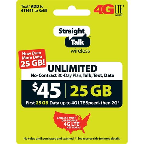 Straight Talk Refill Card 30 Day 45 Prepaid Unlimited Service Plan