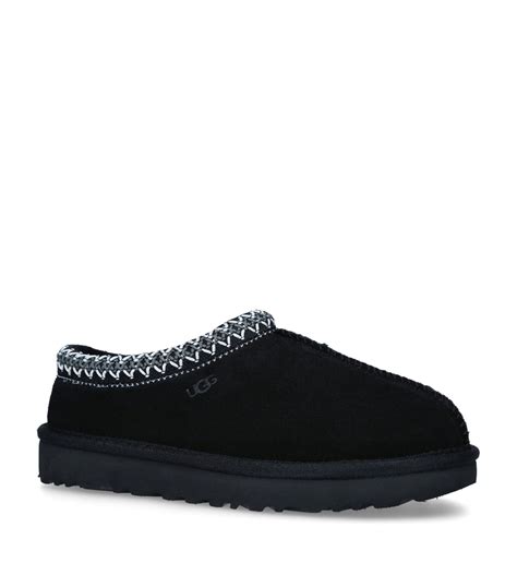 Womens Ugg Black Leather Tasman Slippers Harrods Uk