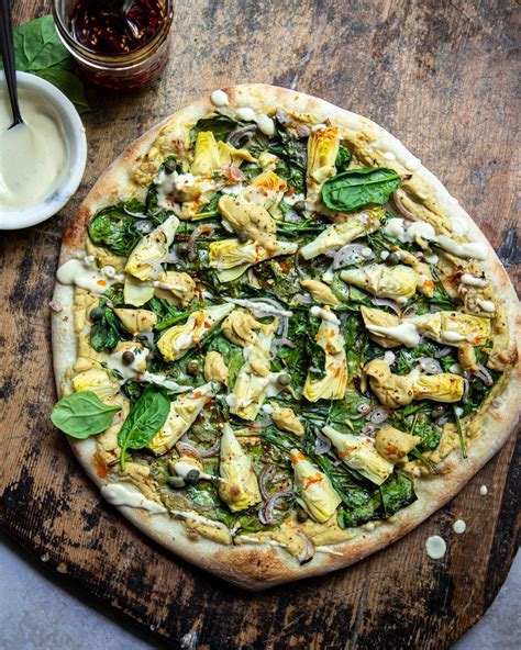 Vegan Spinach Artichoke Pizza Dairy Free The First Mess