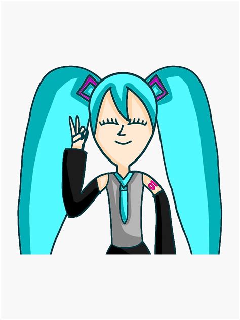 Hatsune Miku Peace Sign Sticker Sticker By Vibingwithteal Redbubble