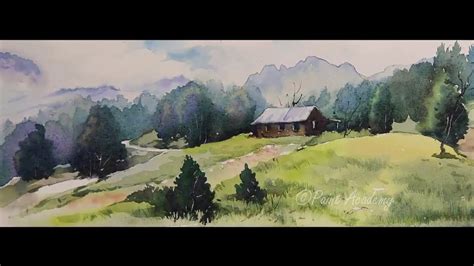 Watercolor Mountain Landscape Painting Tutorial Step By Step Youtube