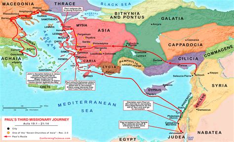 Pauls Third Missionary Journey Map Third Mission Itinerary