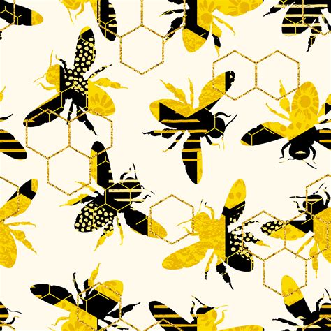 Seamless Geometric Pattern With Bee 303386 Vector Art At Vecteezy