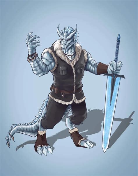 Oc Icy Dragonborn Barbarian Characterdrawing Dungeons And Dragons
