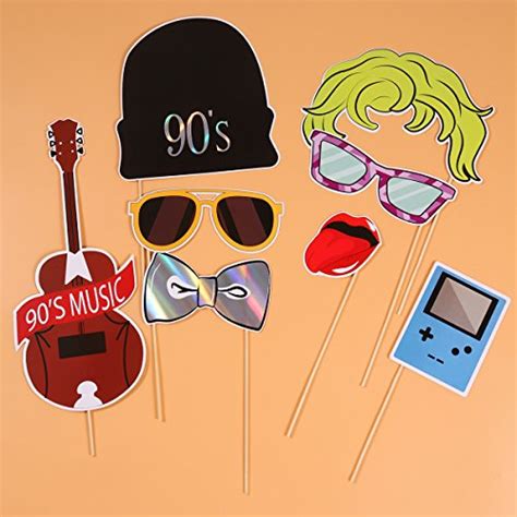 Luoem 21pcs 90s Party Photo Booth Props Funny Birthday Party Photo