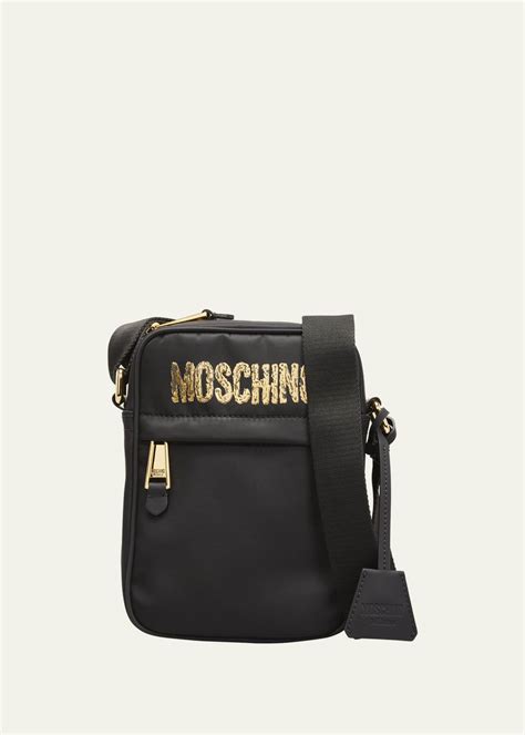 Moschino Mens Textured Logo Crossbody Bag Bergdorf Goodman