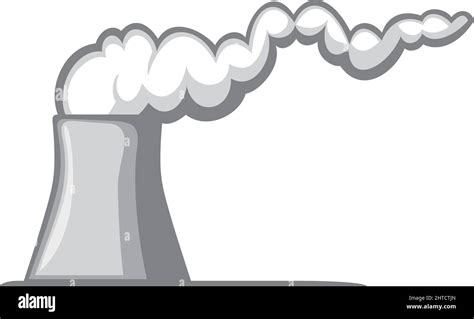 Nuclear Power Plant Cooling Tower With Smoke Vector Illustration