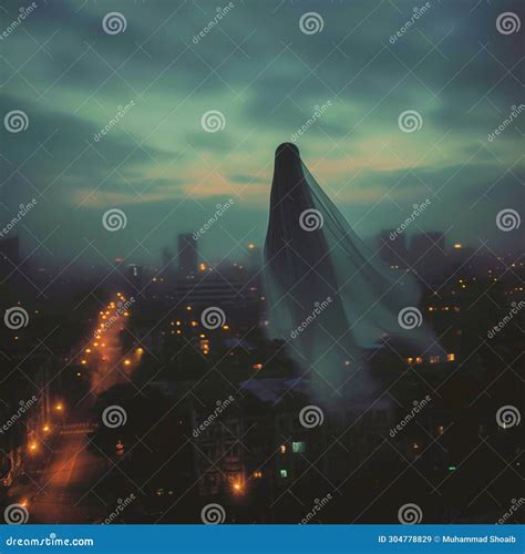 Spine Tingling Sight Ghostly Sheet Drifts Amidst City Lights at Dusk