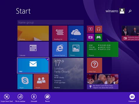 How To Show The App Bar For A Tile On The Start Screen In Windows 81
