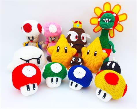 Knitted Crochet Amigurumi Nintendo Mario Characters Toad Etsy
