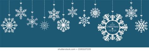 Different Hanging Snow Stars Christmas Winter Stock Vector Royalty