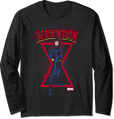 Marvel Black Widow Logo Background Long Sleeve T Shirt Uk