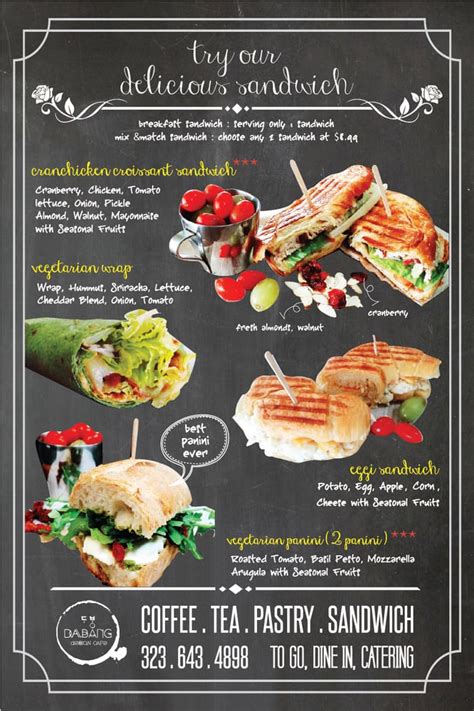 Open for lunch, brunch & dinner. sandwich menu~everything so good...wrap & panini for ...