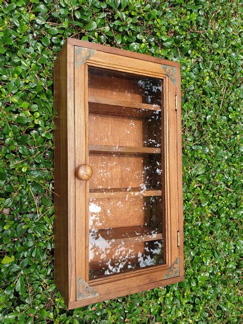 Small Wall Curio Cabinet 1 Door 5 Shelves Display Case Hung On Etsy