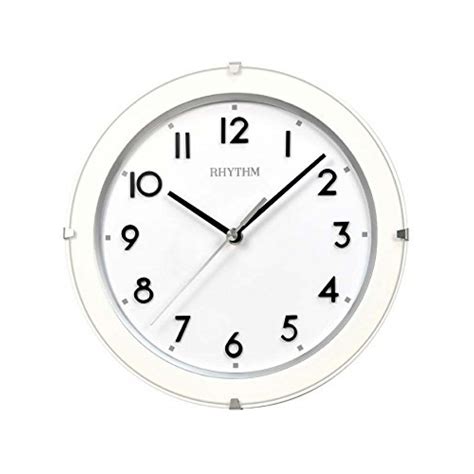 Rhythm Wooden Wall Clock 3d Numerals Convex Glasssilent Silky Move White