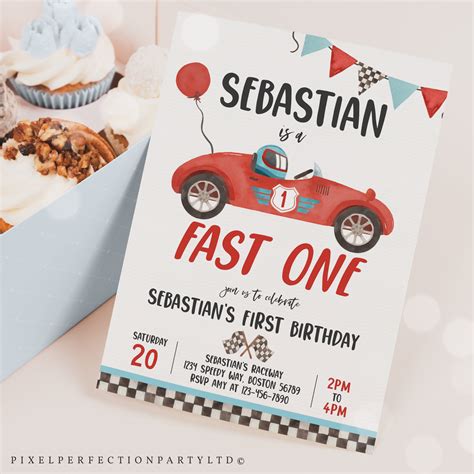 Editable Race Car Birthday Invitation Template Instant Ph