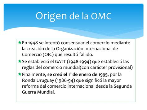 PPT ORGANIZACIÓN MUNDIAL DEL COMERCIO OMC PowerPoint Presentation