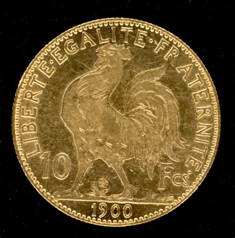 1900 France 10 Francs Rooster Gold Coin Pristine Auction
