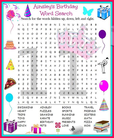 Printable Birthday Word Search Activity Shelter