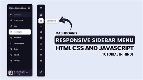 Responsive Sidebar Menu Using Html Css And Javascript Youtube Riset