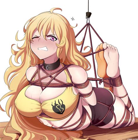 Rule 34 1girls Bagelbomb Big Breasts Blonde Hair Blush Bondage Bound Breasts Clothing Collar